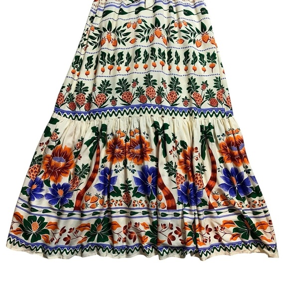 Farm Rio Floral Garden V Neck Kaftan Maxi Cutout Dress Womens S - Picture 4 of 9